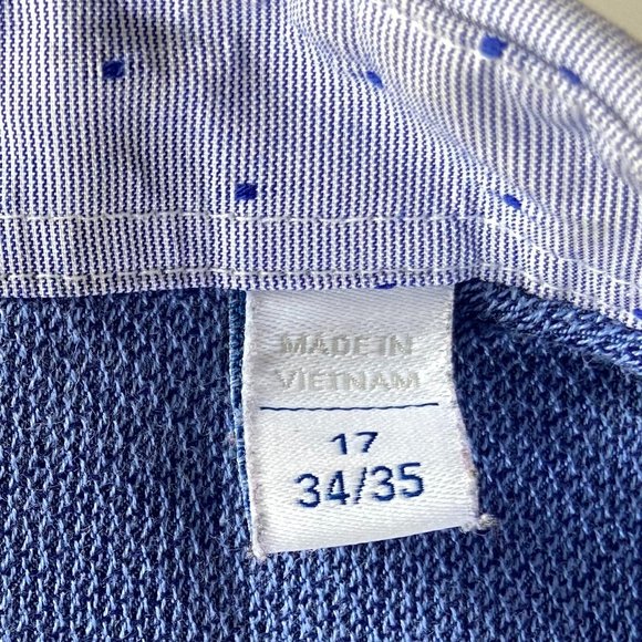 Ryan Seacrest Men's Gray w/ Blue Dots Long Sleeve Shirt. Sz: 17 - 34/35 - Picture 7 of 10